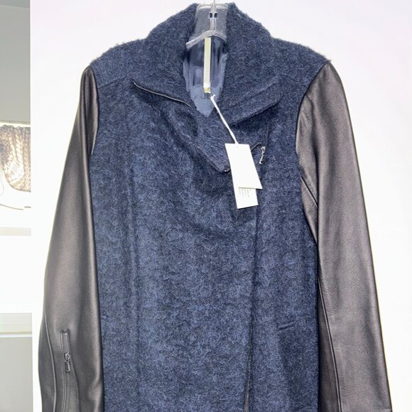 "Truth and Pride" Stitched Collar Wool and Leather Jacket - Size Small - Picture 1 of 7